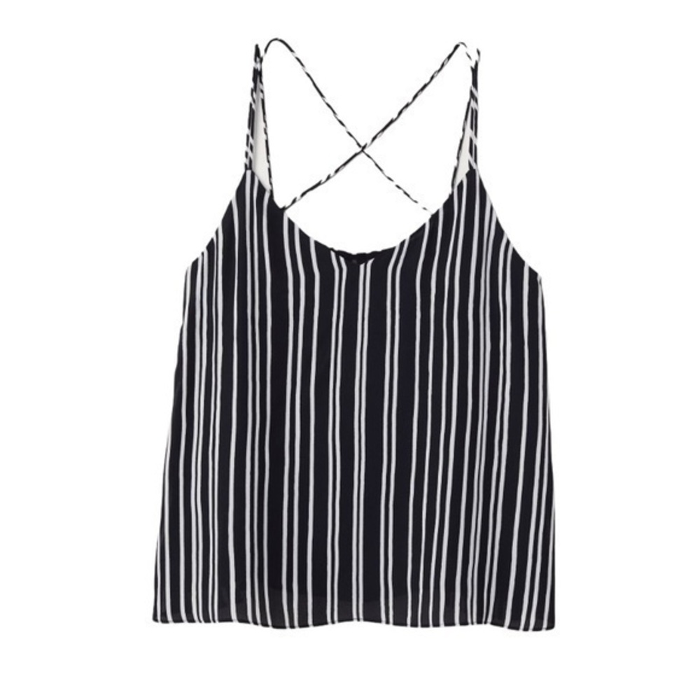 H&M Chiffon strappy top,black/white, size 10